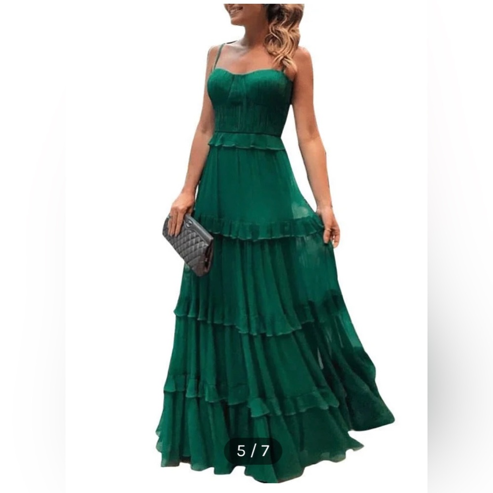 Green Layered Maxi Dress